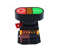 22mm/25mm 220V AC ON/Off Start Stop 1 NO NC 2 pulsanti APBB-22N Interruttore a pulsante momentaneo a doppia testa con luce Componenti elettronici (Size : 12V)