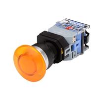 22mm LA38 Illuminated Pushbutton Switch Self-Locking Reset Flat 24 220V Red Green Start Mushroom Knob with Light Self-Locking(with (Yellow)-01,12V) Switches
