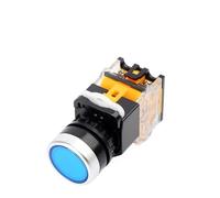 22mm LA38 Round Power Button Switch, 1NO/1NC instantaneous Button Switch with Light, 220V LED Indicator(Blue,Self Lock) Controls Switches