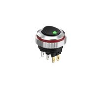 22MM Round Rocker Switch, high Current 16A, 2NO/2NO2NC Optional, Chrome-Plated Button or Oxidized Black Button Optional 5-24V 2 Positions(6pin G(Black Key),2NO) Controls Switches