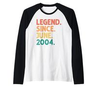 22nd Birthday Legend Since June 2004 22 Years Old Vintage Maglia con Maniche Raglan