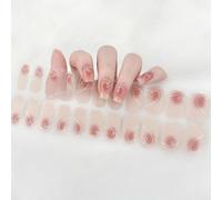 22PCS Smalto Adesivo per Unghie, Francese Cuore Design Adesivi per Unghie in Gel UV, Pellicola per Unghie Autoadesiva Semi Indurito Full Wraps Strisce per Smalto Gel per Unghie per Donne Ragazze