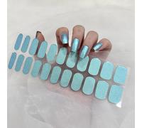 22PCS Strisce per Smalto Gel per Unghie, Francese Adesivi per Unghie in Gel Nail Art Strisce, Pellicola per Unghie Autoadesiva, Gel Nail Stickers per Donna Ragazze DIY Manicure (Camaleonte Blu)