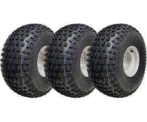 22x11.00-8 Pneumatici ATV Knobby 4 Stud Rim Ruote Quad 100mm PCD (Set Di 3)