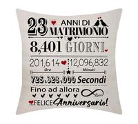 23 ° Anniversario di Nozze Cuscino Copertura 18x18 Pollici 23 anni di Matrimonio Presente Keepsake Decorazione Regalo per Coppie Genitori Nonni Marito Moglie Mamma Papà Nonna Nonna Zia Zia Zio (23)