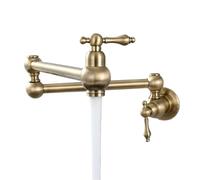 23" Brass Pot Filler Faucet Wall Mounted Over Stove Water Faucet 2 Handles Folding Stretchable Pot Filler Faucets Tap(Grey)