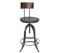 23 " Castagna E Acciaio Nero Girevole Basso Retro Regolabile Altezza Asta Sedia