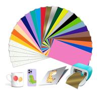 23 colori Smart Adhesive Vinyl Permanent for Cricut Joy, Smart Vinyl Permanent con 5 pellicole di trasferimento autoadesive in vinile, 14 x 30,5 cm, kit di pellicole per plotter in vinile, per fai da