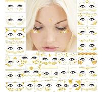 23 Fogli Tatuaggi Temporanei, Tatuaggi Metallici Impermeabili, Adesivo Trucco Flash Dorato Tatuaggio Viso, Disegni Glitter Luccicanti Tatuaggi Dorati Per Donne Adolescenti Ragazze Body Art