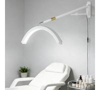 23 Inch Wall Mounted Crescent Lamp for Beauty Salon Eyelash Nail Services | Adjustable color and brightness, suitable for eyelash extension, beautician use, white finish