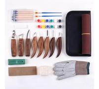 23 Pcs Strumenti per Intaglio del Legno per adulti, bambini, principianti | Include coltello da intaglio, blocco di legno e guanti antitaglio, coltelli da intaglio legno, professionale intaglio