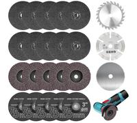23 Pezzi Dischi da Taglio 75 mm e Dischi per Smerigliatrice, Foro Ø10 mm Accessori Smerigliatrice, Dischi per Metallo, Legno, Plastica, Diamante, per Mini Smerigliatrice Angolare a Batteria
