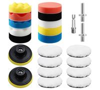 23 Pezzi Lucidatura Auto Kit,80mm Kit di Spugne Lucidanti,con M10 Adattatore per Trapano in Lana,Accessori lucidanti per lucidare, levigare e cerare macchine lucidatrici