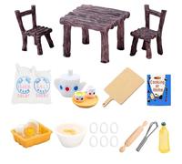 23 Pezzi Miniatura Accessori per la Cucina, Casa delle Bambole Mobili, Mini Tavolo Sedie Cibo Mattarello Uova, DIY Case Delle Bambole Micro Ornamento per Ragazzo Ragazza(23)