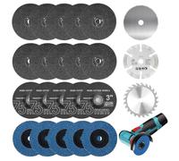 23 Pezzi Set di Dischi da Taglio e Dischi per Smerigliatrice 75 mm, Dischi per Metallo, Accessori per Smerigliatrice Angolare per Taglio, Lucidatura, Levigatura di Metallo, Legno, Plastica