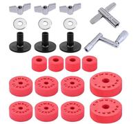 23 pièces cymbale accessoires de remplacement, cymbale stand tube, tambour cymbale Eva pad, y compris papillon écrou, rondelle, cymbale housse et tambour Key EVA matériel (rouge)