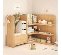 23 pollici in legno DeskShelfLShapedCornerDesignItHasOneDrawerandFourOpenStorageSpacesperDesknizersandAccessoriShelvingSmallHutchDecorationsforOfficeWalnutLinetype