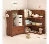 23 pollici in legno DeskShelfLShapedCornerDesignItHasOneDrawerandFourOpenStorageSpacesperDesknizersandAccessoriShelvingSmallHutchDecorationsforOfficeWalnutCornertype