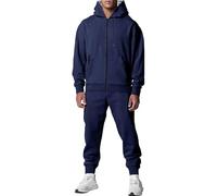 23 Primavera Autunno Degli Uomini Addensato Tinta unita Doppia Tasca Felpa Con Cappuccio Slim Pantaloni Della Tuta Casual Tuta per gli Uomini, Marina Militare, L