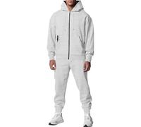 23 Primavera Autunno Degli Uomini Addensato Tinta unita Doppia Tasca Felpa Con Cappuccio Slim Pantaloni Della Tuta Casual Tuta per gli Uomini, bianco, L