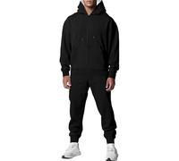 23 Primavera Autunno Degli Uomini Addensato Tinta unita Doppia Tasca Felpa Con Cappuccio Slim Pantaloni Della Tuta Casual Tuta per gli Uomini, Argento, L