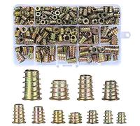 230 Pezzi Inserti Filettati Dado, Bussole Filettate M4/M5/M6/M8/M10 in lega di zinco,Viti a Esagono Incassato per Inserti Filettati per Mobili Legno (230pcs Colore zinco)