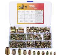 230 Pz Inserti Filettati per Legno, M4 M5 M6 M8 M10 Boccole Filettate per Legno, Dadi Esagonali Inserti Filettati Hardware, Viti a Esagono Incassato Dado Esagonale per Mobili