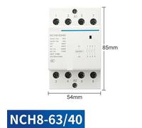 230V Home AC Contactor NCH8 63A 2NO 1NC 1NO 2 NC Modular AC household Contactor 2 4 Phase EKFBQBGW(NCH8-63A-40 4NO)