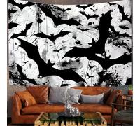 230X150Cm Arazzo Halloween Arazzo Da Parete Scheletro Di Halloween Telo Da Parete Animali D'Inchiostro, Bianco E Nero Arte Muraria Arazzi Per Soggiorno Camera Da Letto Dormitorio Decorazione