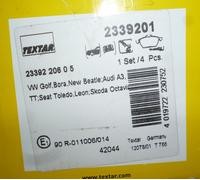 2339201 TEXTAR Kit pastiglie freni PER AUDI SEAT SKODA VW