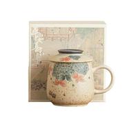 234ml-8oz blu e bianco selce tazza rossa con coperchio tazza di caffè ortensia dipinta a mano in ceramica - [ scatola]