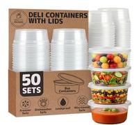 235 ml Contenitori Alimentari con Coperchio in Plastica (Set di 50) | Piccoli Contenitori in Plastica per Alimenti, Ideali per Meal Prep, Conservazione in Freezer, Zuppe, Salse, Snack e Molto Altro!