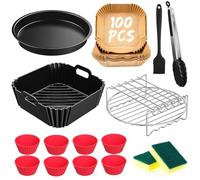 23CM Accessori Friggitrice ad Aria in Silicone per COSORI Turbo Blaze 6L/6,2L/6,4L, Philips Airfryer Serie 2000 6,2 L(NA230/00), Princess 8L, Riutilizzabile Teglie Cestino Friggitrice ad Aria