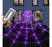 23GUANYI Decorazioni di Halloween Ragnatela Gigante con luci LED Illuminate a Batteria Impermeabili per Decorazioni di Halloween all'Interno e all'Esterno (Grey)
