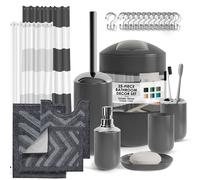 23PC Bagno Set Con Trash Bin, Tenda Doccia Con Liner & 3PC Zig Zag Tappeti