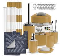 23PC Bagno Set Con Trash Bin, Tenda Doccia Con Liner & 3PC Zig Zag Tappeti