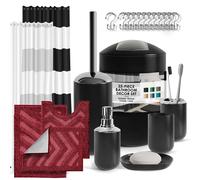 23PC Bagno Set Con Trash Bin, Tenda Doccia Con Liner & 3PC Zig Zag Tappeti