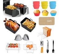 23PCS Accessori per Friggitrici ad Aria, Ninja Air Fryer Friggitrice ad Aria Doppia per Ninja Foodi AF300EU/AF400EU/AF500EU/ COSORI/PRINCESS/INNSKY 7,6L-9,5L e altre friggitrici ad aria doppia zona