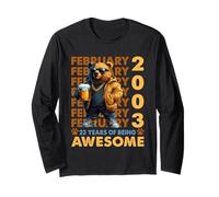 23rd Birthday Cool Bear February 2003 Vintage 23 Years Old Maglia a Manica