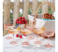 24/12/6/3/1 pezzi Bicchieri da Martini in acrilico, Flute da Champagne in plastica infrangibile da 10 once, Bicchieri da vino senza stelo rigati, Set di bicchieri da cocktail, Coppe Manhattan, adatti 