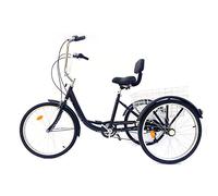 24" 3 ruote triciclo per adulti anziani triciciclo cestino per bicicletta con cestino per la spesa, bicicletta da cruiser a tre ruote per ricreazione, shopping, picnic. (nero)