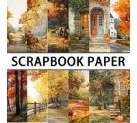 24/36 pezzi Fogli di carta per scrapbooking a tema foglie d'acero autunnali, 15x15cm, con disegni di foglie d'acero e zucche, carta per scrapbooking monolato per il Giorno del Ringraziamento, adatta p
