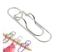 24/36pcs Heart Shaped Metal Pen Clip, Cute Paper Clip Pen Holder for Notebook, Durable Stainless Steel Organizer for Pens, Journals, Planners, Students & Office (Silver,12pcs)