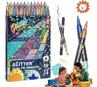 24/48/72/96 Colors Glitter Effect Brush Markers,Dual Tip Glitter Pens,Metallic Acrylic Paint Markers,Glitter Effect Brush Markers, Acrylic Paint for Coloring Books,Card Making DIY Crafts (72 Colors)
