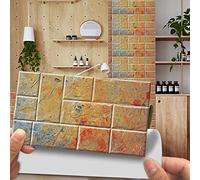 24/48 pezzi Adesivi per piastrelle da parete in marmo per cucina e bagno, fai da te Adesivi rettangolari in mosaico in stile marocchino per cucina, soggiorno, bagno, arredamento per la casa autoadesi