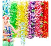24/50/100 pezzi di collane fiori hawaiane colorate, artificiali, vivaci, a tema tropicale, riutilizzabili, for le vacanze in spiaggia Per Le Feste(Random Color-100Pcs)