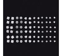 24-72 pezzi/set Orecchini a perno minimalisti punk con geometrie di cerchi, quadrati, cuori in zirconia per uomo, glamour per feste, festival, vacanze, eventi musicali, coppie, appuntamenti, regali, a