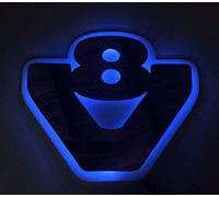 24/7Auto 24V LED Specchio 3D Targa V8 in Argento per Scania R G P Camion e Trucker, Illuminazione Blue Dome 540 mm x 460 mm