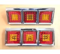 24/7Auto 2x 3 Sezione In Acciaio Inox Cromato quadrato LED luci di coda posteriori lampade per camion rimorchio telaio LKW