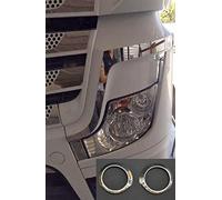 24/7Auto 4 cornici per fari anteriori + anelli luminosi per camion Actros MP4 in acciaio inox lucidato a specchio